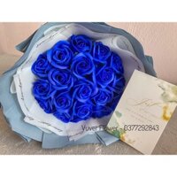 Bó hoa hồng sáp tròn 20 bông xanh dương (Tặng thiệp) - Ảnh thật kèm video