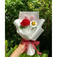 Bó hoa hồng, tulip len 3 bông quà tặng 20/10