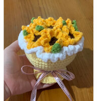 Bó hoa hồng,hoa hướng dương mini.Quà tặng,quà lưu niệm bằng len Handmade dễ thương