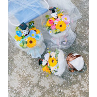 Bó hoa hướng dương kèm gấu , Bó hoa tốt nghiệp, chụp kỷ yếu, quà tặng giáo viên 20/11