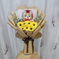 Bó hoa hướng dương kèm gấu tốt nghiệp, bó hoa tốt nghiệp có gấu