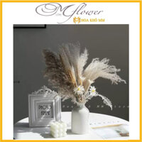 Bó Hoa Khô Bắc Âu Trang Trí Decor Để Bàn Mix Hoa cỏ lau khô trang trí tối giản
