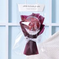 Bó hoa khô bông bi có túi xách siêu xinh