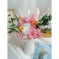 Bó Hoa Khô Gypsophila Mix Hoa Hồng, Cẩm Tú Cầu, Bạch Đàn, Trang Trí Phòng Khách, Phòng Ngủ, Đạo Cụ Chụp Ảnh Maison d'éte