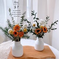 Bó Hoa Khô Hướng Dương Mix Lá Bạch Đàn Để Trang Trí Phòng Khách Phòng Ngủ Maison d'éte