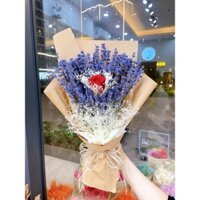 Bó Hoa Khô Lavender Thơm Mix cùng Hoa Hồng Thật Bất Tử