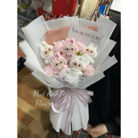 BÓ HOA LABUBU NGUYÊN CON MIX SÁP PHẤN TẶNG THIỆP 50-55cm