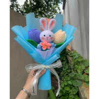 Bó hoa len đầu thú và hoa tulip handmade (ib shop chọn màu giấy gói)