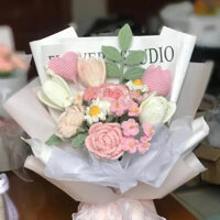 bó hoa len hồng baby