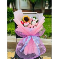 Bó hoa len hướng dương,thỏ, hồng, hoa mini siêu xinh ( nhận theo yêu cầu)