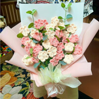 BÓ HOA LEN  LƯU LY KẾT HỢP MÀU HỒNG VÀ KEM