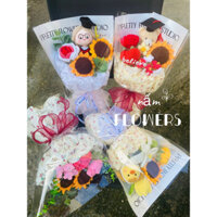 Bó hoa len tặng tốt nghiệp gói  giấy bóng xinh xắn