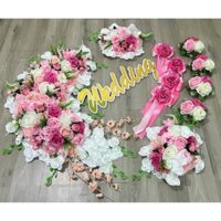 Bộ hoa lụa giả trang trí xe hoa đám cưới