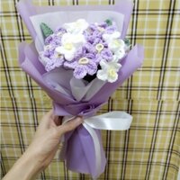 Bó hoa lưu ly len 3-5 cành 18- 30 bông handmade gói sẵn+ túi đựng làm quà tặng