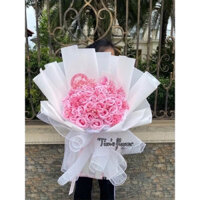 Bó hoa sáp 50 bông mix baby khô kèm túi và thiệp