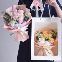 Bó hoa sáp, Hoa hồng giả 8 bông - Quà tặng sinh nhật cho nữ - Hoa sáp đẹp ý nghĩa - Qùa tặng 20/10