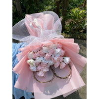 BÓ HOA SÁP HỒNG MIX SIU HOT ( sáp cao cấp)