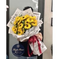 Bó hoa sáp hướng dương gói giấy báo. Hoa sinh nhật Hà Nội ( nowship)