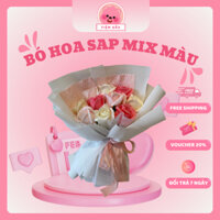 Bó Hoa Sáp Mix Màu Hồng & Hồng Cánh Sen 10 Bông Tiệm Gấu – Món Quà Ý Nghĩa