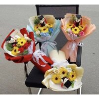 Bó hoa sáp thơm hướng dương mix hoa hồng gấu tốt nghiệp mẫu mới ( gửi đi sau 2 ngày)