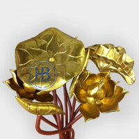 Bó hoa sen gỗ sơn son thiết vàng