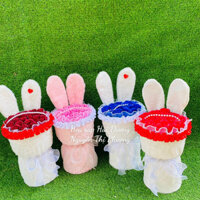 bó hoa tai thỏ hoa sáp nhiều màu kèm túi mẫu hot quà tặng