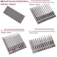 Bộ hoa thị lục giác cho khoan và máy bắt vít dài từ 50mm đến 200mm T6 đến T40