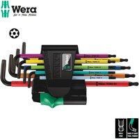 Bộ hoa thị ngắn nhiều màu có lỗ Wera 9679 TX BO Multicolour 1 SB mã 05073599001 gồm 9 cái bề mặt BlackLaser chống ăn mòn cao