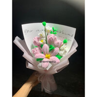 Bó hoa tone hồng pastel nhẹ nhàng làm từ kẽm nhung