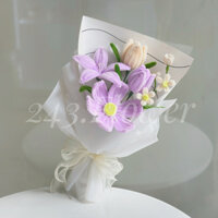 Bó Hoa tone tím  mix Tuplip, Anh Túc, Hoa Ly