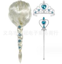 Bộ hóa trang công chúa elsa tóc giá nguyên đầu 3 món y hình cho bé gái