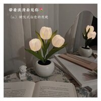 Bó Hoa Tulip Giả Có Đèn Led Trang Trí Phòng Ngủ