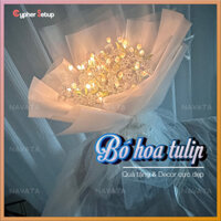 Bó Hoa Tulip Led sản phẩm Handmade, quà tặng ý nghĩa hoa vĩnh cửu, gói nguyên liệu tự làm hoa tulip