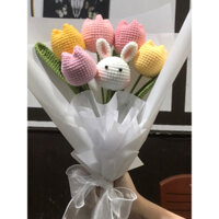 bó hoa tulip thỏ bằng len