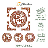 Bộ Hoa Văn Trang Trí Bàn Thờ PHÚC-LỘC-THỌ-ĐỨC Chữ Việt Bằng Gỗ MDF Thái Lan Cao Cấp 39cm/49cm/59cm