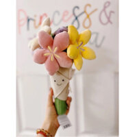 Bó hoa vui nhộn, hoa tulip, chậu cây, đồ chơi sang trọng, quà tặng bó hoa búp bê