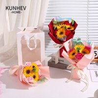 Bó hoa xà phòng hoa hồng KUNHEV, Hoa xà phòng vĩnh cửu thủ công, Bó hoa hướng dương tuyệt đẹp sáng tạo Ngày lễ tình nhân