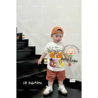 Bộ Hoạt Hình bé trai kèm quần kaki hàng đẹp có túi gấp gấu lịch sự