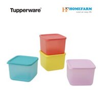 BỘ HỘP BẢO QUẢN THỰC PHẨM TUPPERWARE SMALL SQUARE ROUND 4 HỘP – NHỰA NGUYÊN SINH
