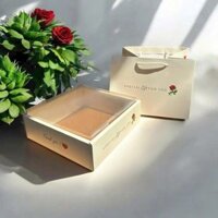 Bộ hộp chữ nhật đựng hoa quả nắp mica – Kèm Túi xách