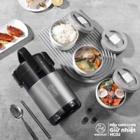 Bộ Hộp Cơm Giữ Nhiệt 2GOOD Lunch Box HC02 (2000ml) túi xách và quai xách đi kèm, tặng kèm muỗng và đũa inox