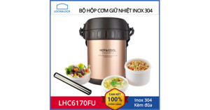 Bộ hộp cơm giữ nhiệt Lock&amp;Lock Multi-Use Vacuum Lunch - LHC6170FU Pink Gold
