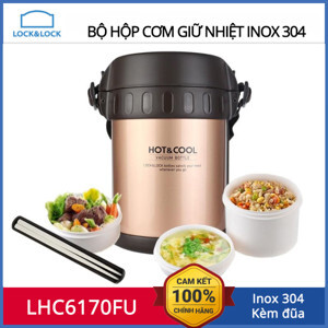Bộ hộp cơm giữ nhiệt Lock&Lock Multi-Use Vacuum Lunch - LHC6170FU Pink Gold