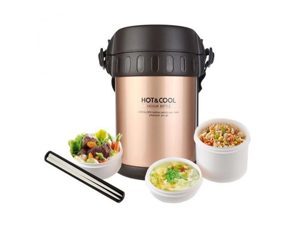 Bộ hộp cơm giữ nhiệt Lock&Lock Multi-Use Vacuum Lunch - LHC6170FU Pink Gold