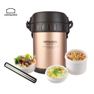 Bộ hộp cơm giữ nhiệt Lock&amp;Lock Multi-Use Vacuum Lunch - LHC6170FU Pink Gold