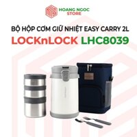 Bộ hộp cơm giữ nhiệt Lock&Lock Easy Carry 2L LHC8039 có túi đựng (1 Hộp 720ml, 2 Hộp 420ml kèm 1 Bộ muỗng và nĩa)