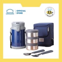 Bộ Hộp Cơm Giữ Nhiệt Lock&Lock Easy Carry 2L LHC8039 Có Túi (1 Hộp 720ml, 2 Hộp 420ml Kèm 1 Bộ Muỗng Và Nĩa)-