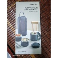 Bộ Hộp Cơm Giữ Nhiệt Locknlock Pump Vacuum Lunch Box (300Mlx2, 500Mlx1, Bộ Đũa Và Thìa, Túi) - Màu Xanh Navy - LHC8052S0