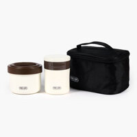 Bộ hộp cơm giữ nhiệt Pearl Metal Home Label 2 hộp 580ml, 280ml - Hachi Hachi Japan Shop