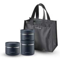 Bộ hộp cơm giữ nhiệt Pump vacuum lunch box LocknLock LHC8052S02N - 5pcs 3 hộp, 1 túi, 1 bộ muỗng đĩa - Màu navy